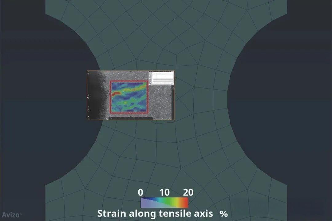有限元網格與 DIC 區域(紅色方框)對比